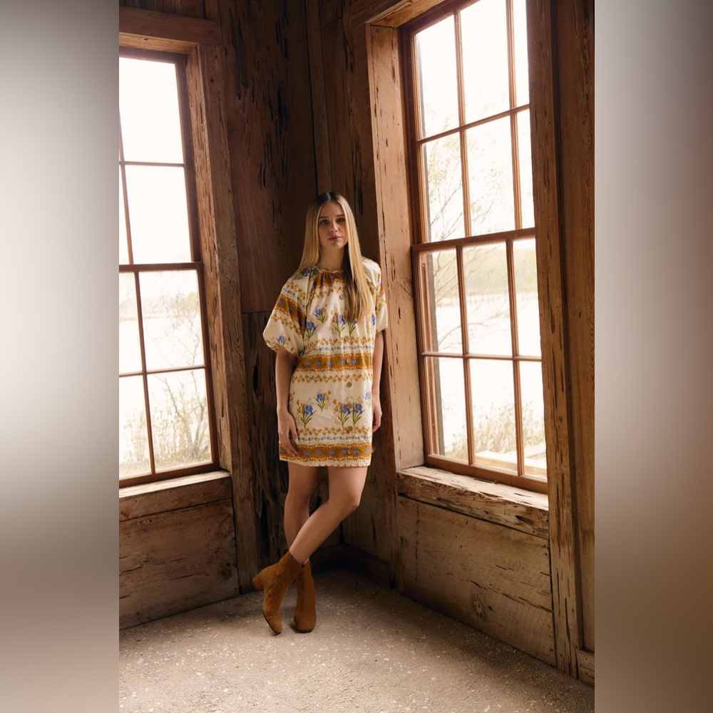Olivia by Livro Frannie Mini Dress Oversized Boho Cottagecore Hierloom NWT $295 - Picture 3 of 4